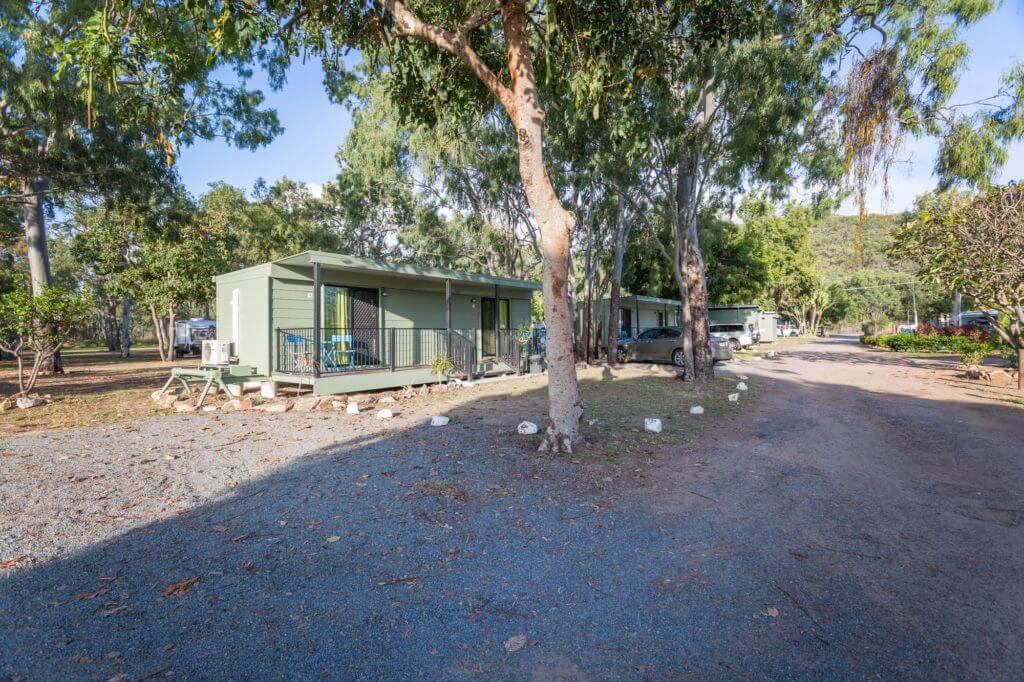 Outside view of bungalows at BarraCrab Caravan Park